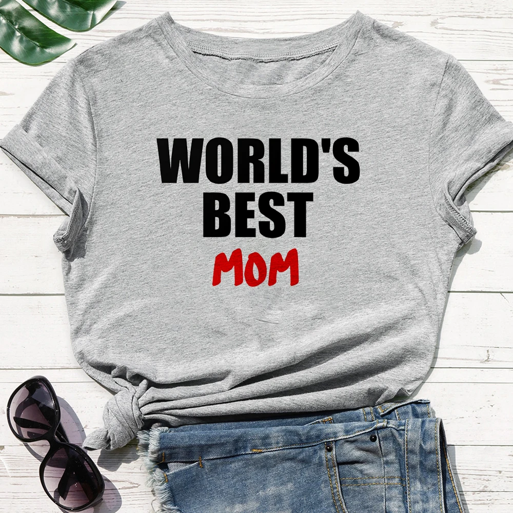 

Modern Girl Korean Trend Women's shirt Best Mom Ever Letter Beautiful Fine T-shirts Hipster Durable O-Neck White Grey Tshirt