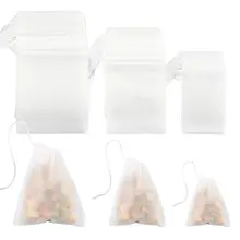 300 шт чайные фильтрующие пакеты, одноразовые чайные фильтрующие пакеты на шнурке для чая с листьями или цветочными фруктами(смешанные размеры