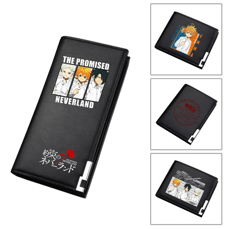 

The Promised Neverland Anime Long Purse Coin Women Pu Leather Short Wallets Cartoon Gifts ID Card Holder Emma Norman Money Bag