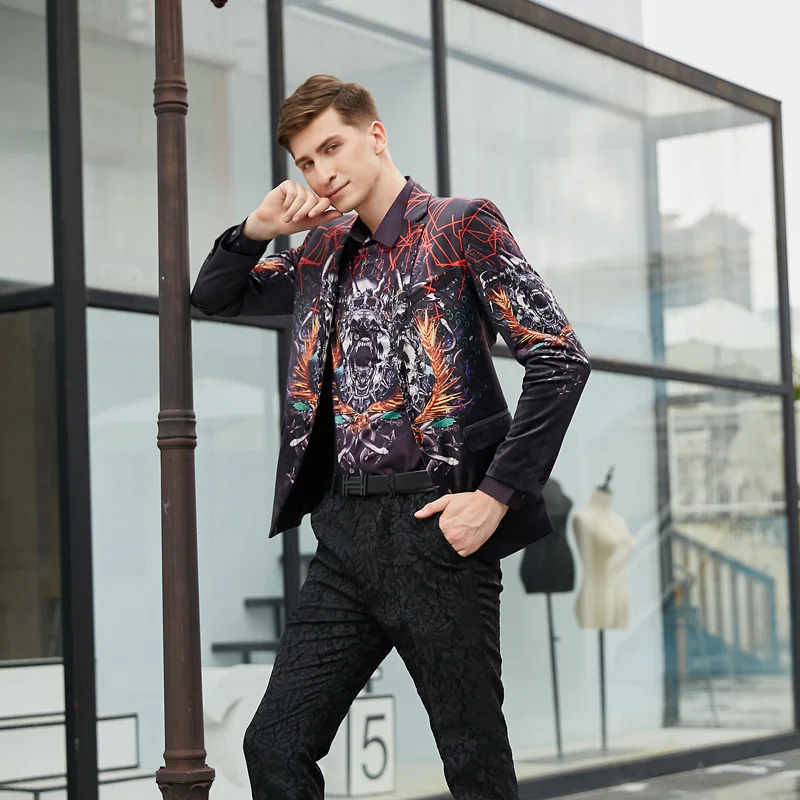 Win Way стильный костюм M-4XL размера плюс Королевский стиль хлопок Свадебный Блейзер жениха осень весна верхняя одежда для мужчин