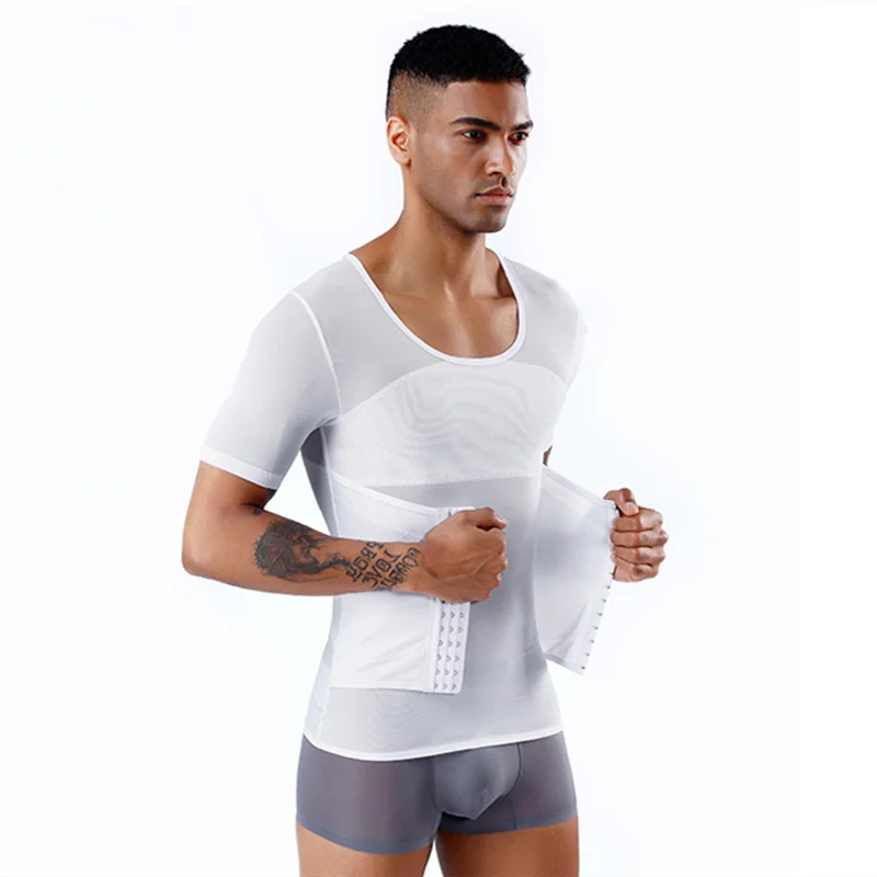 

Summer men's body shaping clothing, abdomen, fitness waist, invisible short sleeve shape clothing.