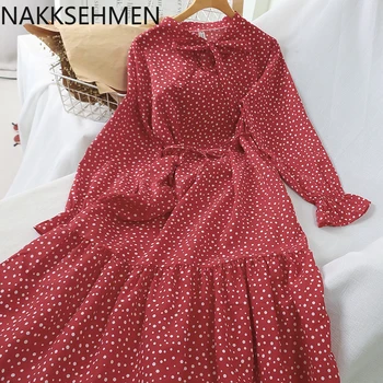 

The 2020 new sweet orange stem French orange stem loose show thin art chiffon point dress.