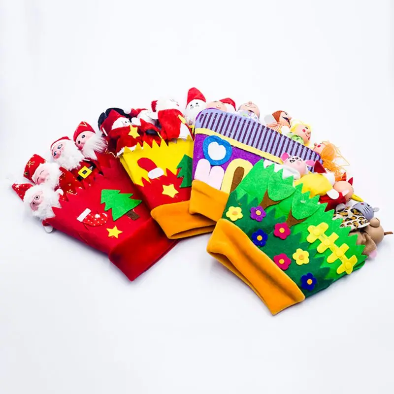 

Cute Cartoon Doll Hand Thumb Glove Puppets Innovative Fabric Miniature Toys Christmas Decorations Baby Education Toy