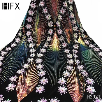 

2018 Latest White French African 3D Sequins Lace Fabric High Quality African Tulle Lace Fabric For Wedding Dress H2971