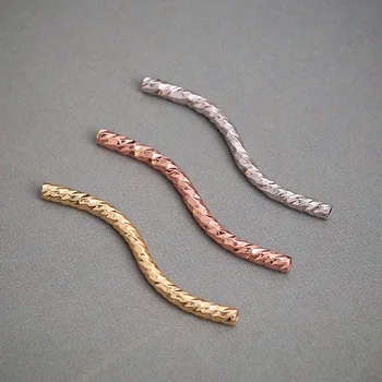 

20Pcs Long Copper " S " Tube Spacers Connectors Brass Spacer Necklace Bracelet Charm Beads With Fillagree Jewelry Making 27173