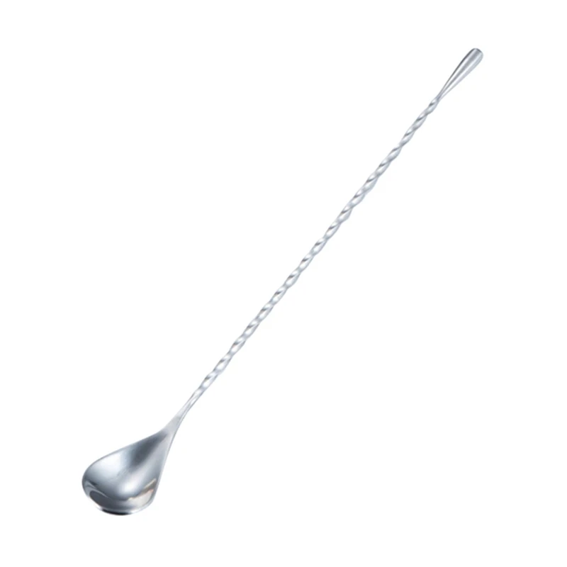 1PC Stainless Steel Mixing Cocktail Spoon Long Handle Bartender Tools Spiral Pattern Bar Teadrop Spoon Stir Spoon Bar Tool - Цвет: S