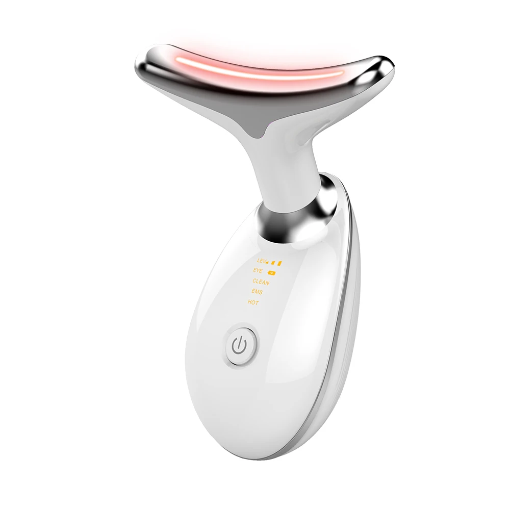 Professional Neck Massager Beauty Neck Instrument LED Photon Heating Therapy Face Firm Lift Thin 3 Color Neck Guard Anti-Wrinkle