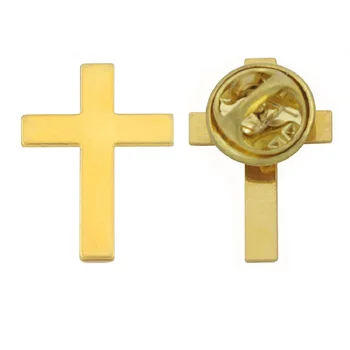 

Golden Christian Cross Lapel Pin Badge