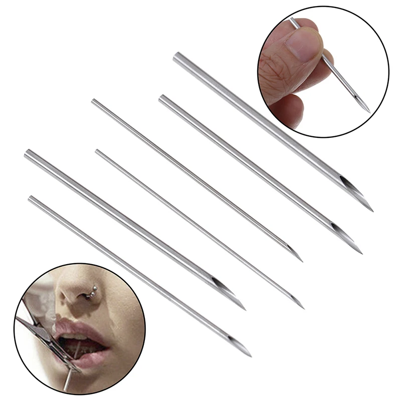 10Pcs Disposable Sterile Body Piercing Needles Tattoo Piercing Needles Kit Tool