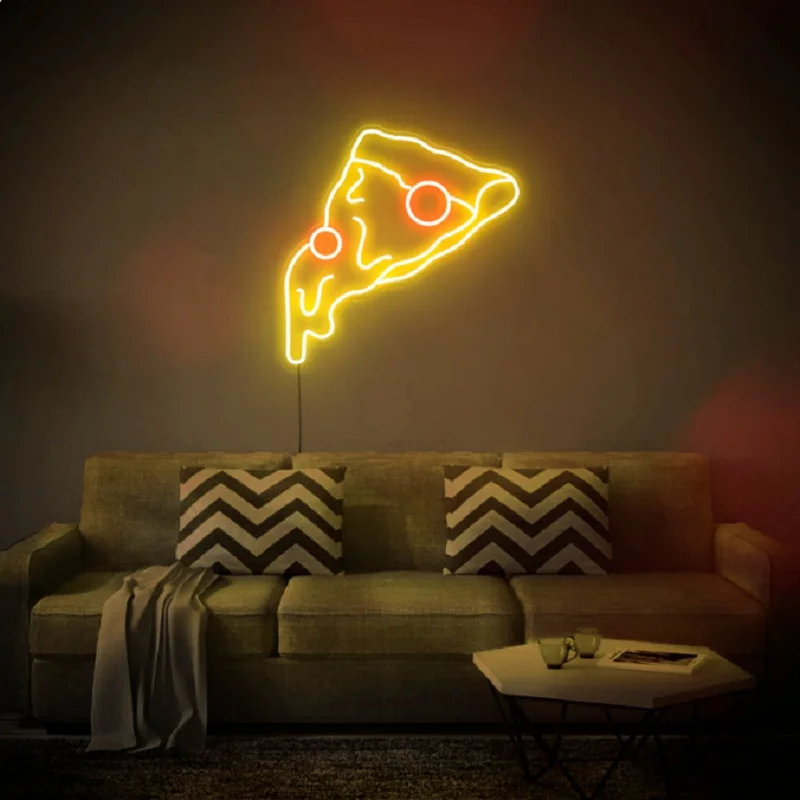 Custom Pizza Led Flex Acrilico Trasparente Neon Sign Light Decor Wall Hanging Per Home Room Kitchen Restaurant Sale Shop