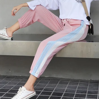 

Women's pants 2020 summer new sports pants women loose beam feet chiffon thin ice silk straight wide leg women's pants