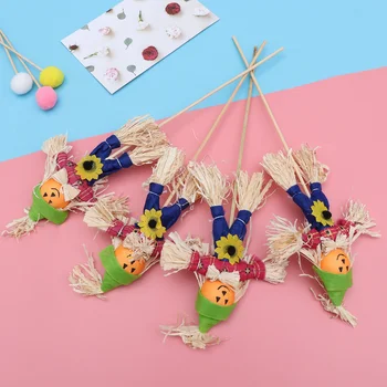 

4pcs Halloween Scarecrow Bar Party Decor Swing Ornaments Classroom Layout Decoration Straw Doll Supplies