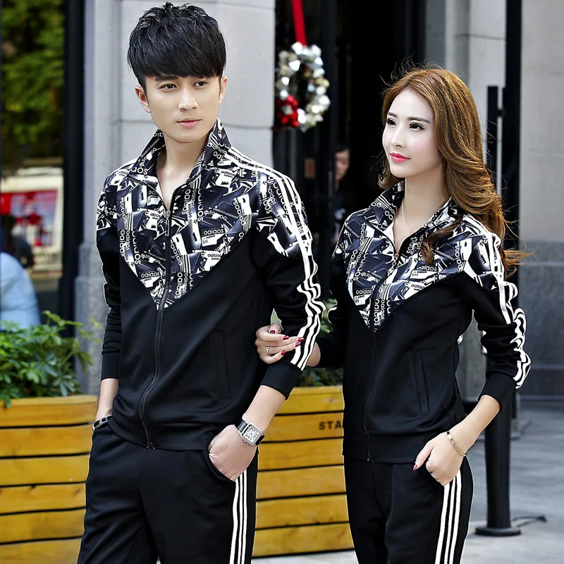 

Autumn Women Men Sport Suit Printed Jacket Sweatshirt+sweatpant Casual Jogger Running Workout Athletic Set Sportswear Tracksuit