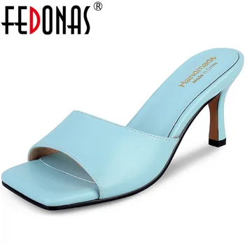 

FEDONAS Fashion Female Slippers Summer Newest Open-Toed High Heels Sandals Women 2020 Classic Design Wedding Prom Shoes Woman