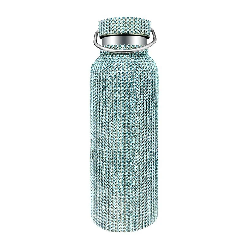 DIY Customize Name Logo Diamond Tumbler Water Bottle Coffee Mug Cup Thermos  Vacuum Double Stainless Steel Bottle Sparkling Gift - AliExpress