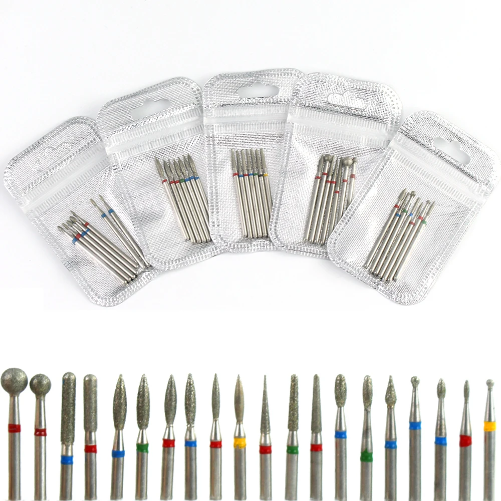 

7pc Diamond Cuticle Clean Nail Drill Bit Set Milling Cutter For Manicure Burr Electric Cutter Rotary Bits Accessories Nail Tool