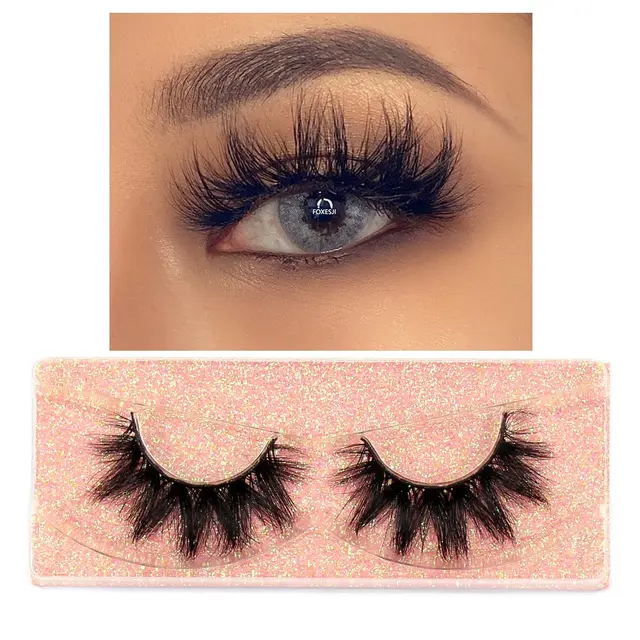 FOXESJI Makeup Eyelashes 3D Mink Lashes Fluffy Soft Wispy Natural Cross Eyelash Extension Reusable Lashes Mink False Eyelashes K09