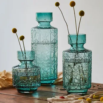 

Art Embossed Glass Vase Decoration Desktop Flower Arrangement Living Room Dining Table Hydroponic Flower Home Decoration Wedding