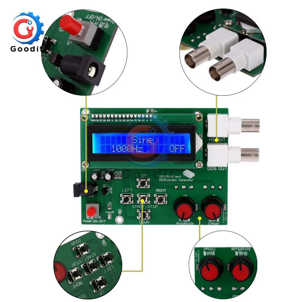 Módulo gerador de sinal, função dds, 1hz-65534hz,