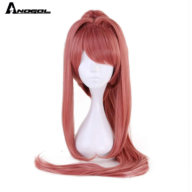 

ANOGOL Monika Doki Doki Literature Club Yuri Sayori DDLC High temperature fiber Synthetic Cosplay Wigs For Girls Halloween