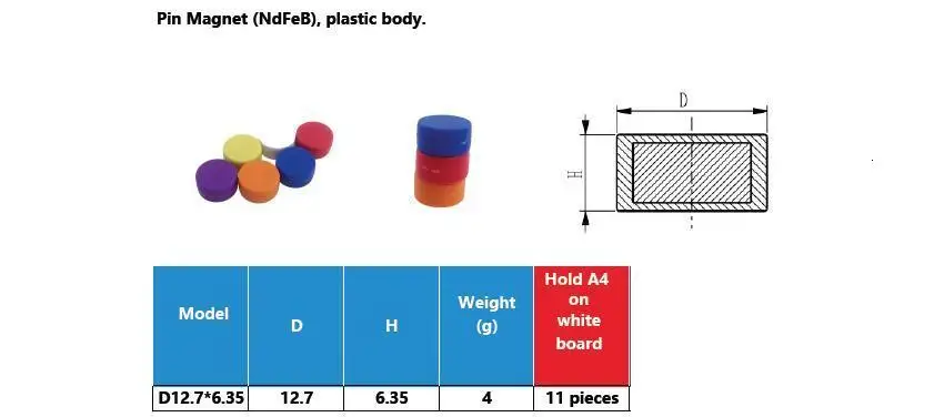 20 шт. магнитные кнопки диаметр 12,7x6,35 мм около 1/2 ''x 1/4'' белая доска Thumbtack NdFeB магнит в пластиковом покрытии