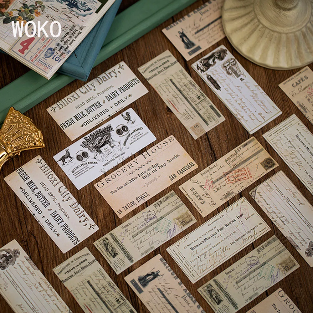WOKO 30 шт./упак. Ретро получения растений насекомых английскими буквами и оставьте заметку к фоновый коллаж Материал Бумага наклейка, сделай сам, скрапбукинг