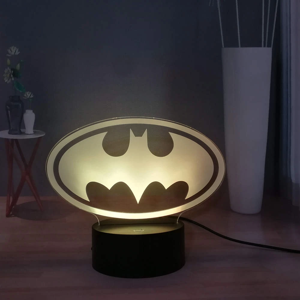 Lámpara LED de noche con Logo de Batman, lámpara de mesa con ilusión 3D de  cómic de Marvel, Lámpara USB Lámpara de Mesa táctil, regalo para niños y  niñas|Luces de noche LED| -
