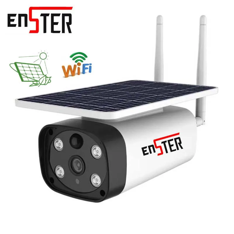 

ENSTER Built-in 10800mA 18650 Lithium Battery 6w Solar Energy Panel Powered Wireless Lo w Power Smart Security Wifi Camera