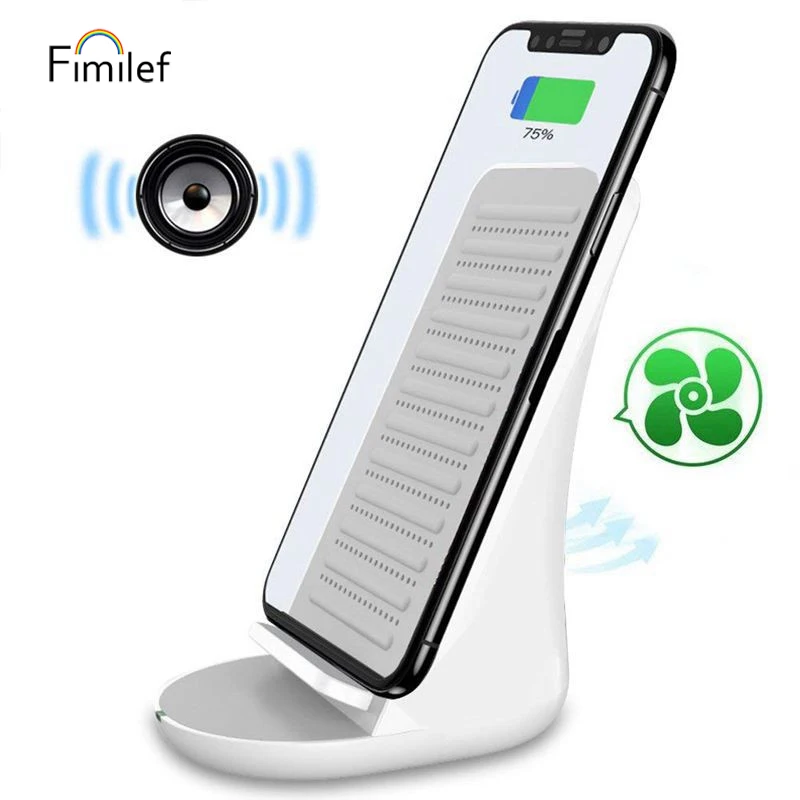 

FIMILEF Bluetooth Speaker with Wireless Charger for Fast Wireless Charging Dock Base for iPhone X/8 Samsung Note 8 Smart phone