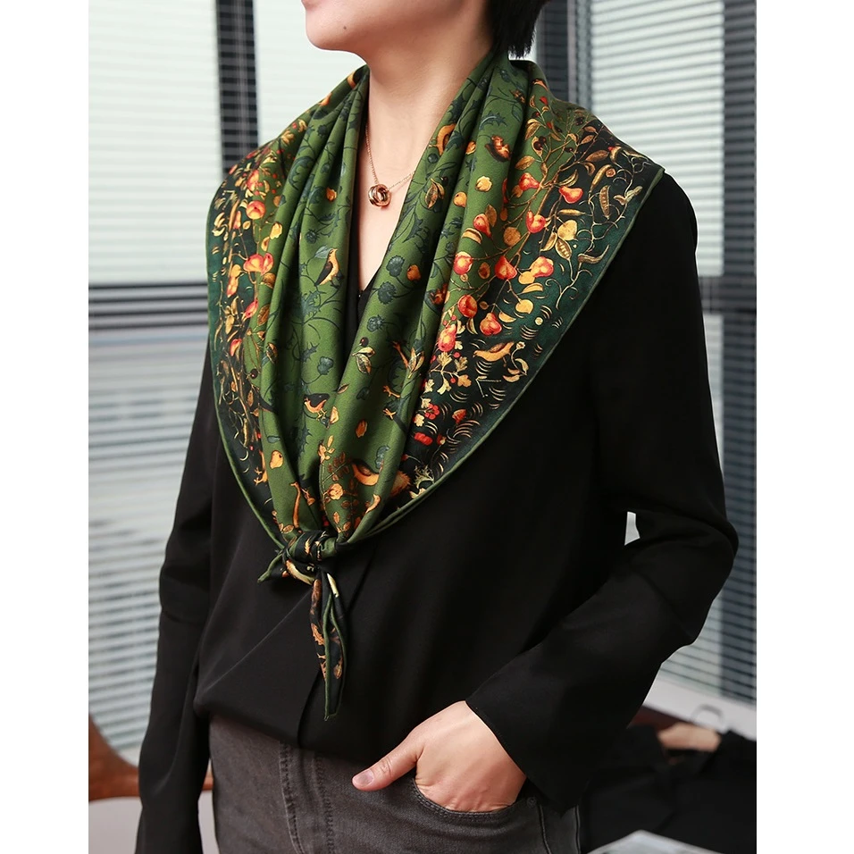 女性用スクエアシルクスカーフ 100 ツイルスカーフ 手作りエッジ xcm Square Silk Scarves Silk Twill Scarfsilk Scarf Aliexpress
