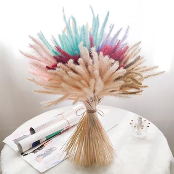 

50PCS Natural Dried Flower Rabbit Tail Grass Plant Bouquet Home Wedding Party Decor Multi Colors For Choose