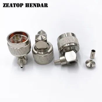 

50Pcs Brass N Male Jack for Right Angle 90 Degree Crimp RG174 RG178 RG316 LMR100 RF Cable Connector Solder Adapter