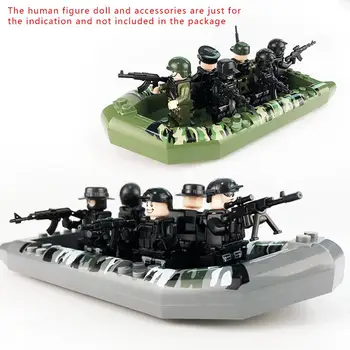 

Children's Educational Toy Military Building Blocks Accessories Camouflage Rubber Boat