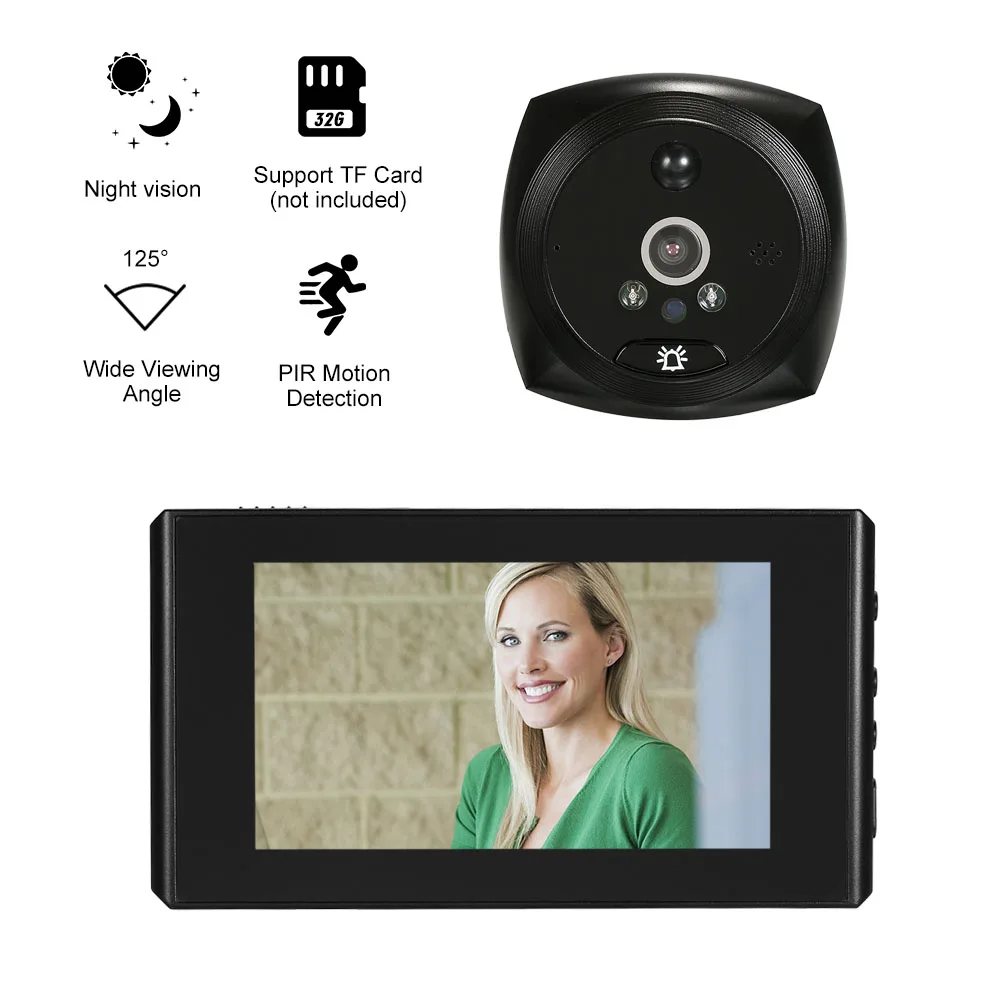 

Peephole Door Camera 4.3 Inch Color LCD Screen Monitor Video Door Viewer Door Eye Doorbell PIR Motion Detection