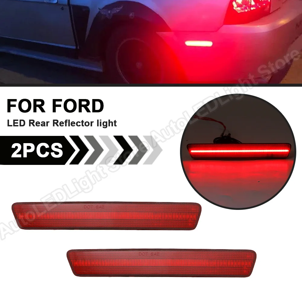 NSLUMO Red Rear Bumper Led Side Marker Lamp 2pcs Red Lens Led Rear Marker Lights Replacement for 1999-2004 F-ord Mustang 