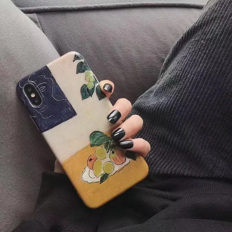 Art Abstract Flower Fruit illustration Korean Phone Case For iPhone 11 Pro Max X Xs XR XSmax 6 6S 7 8 Plus Retro Soft Cover |