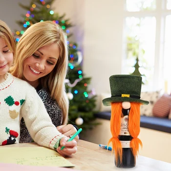 

Christmas Red Wine Bottle Rudolph Faceless Doll Santa Claus Wine Bagging Holiday Dress Up Christmas Decoration