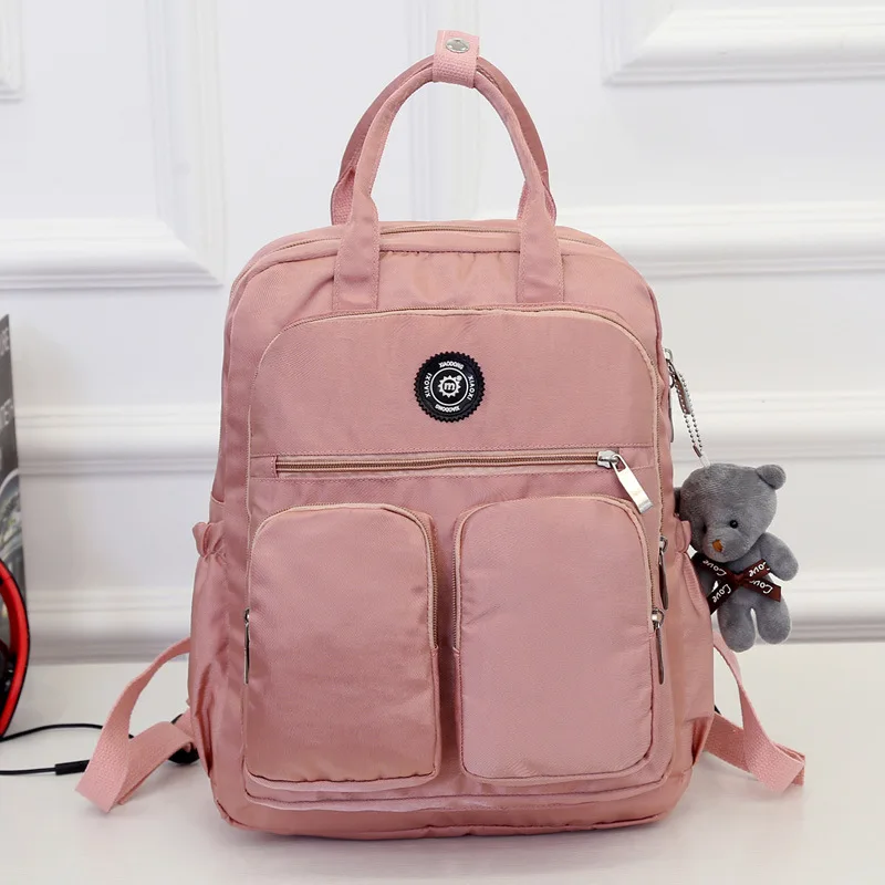 Pink Litthing, Модный женский рюкзак, водонепроницаемый, нейлон, мягкая ручка, Одноцветный, для путешествий, на молнии, Mochila Feminina Sac A Dos, школьные сумки - Цвет: Pink