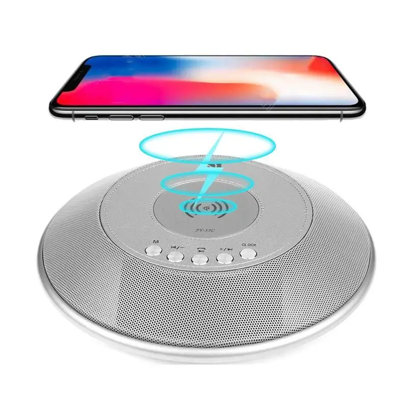 

8 in 1 bluetooth Speaker 2000mAh QI Wireless Charge FM NFC Alarm Clock Charging Pad Subwoofer