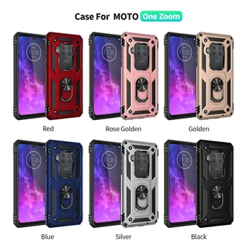 

100pcs/lot For Moto One ZOOM One Action Ring Kickstand Military Heavy Duty Shockproof Hard Case For Motorola Moto E5 E6 Plus Z4