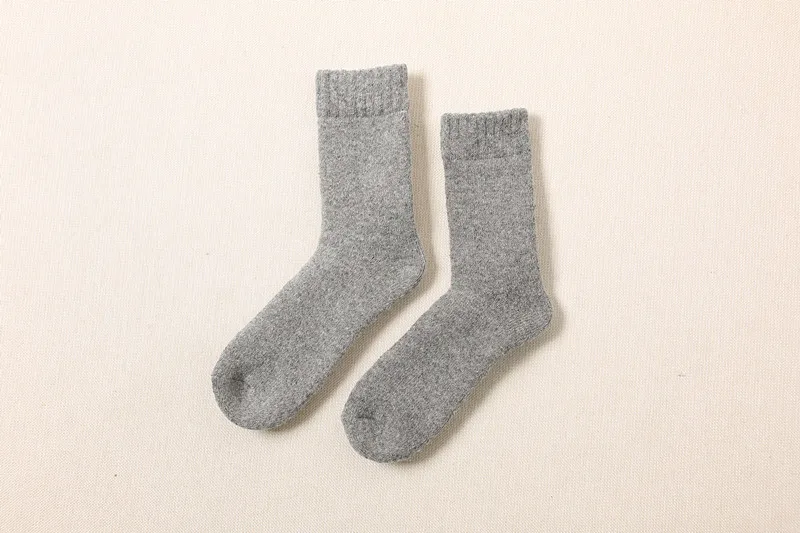 Зимние теплые однотонные шерстяные мужские носки средней длины, плотные носки, подарки для мужчин 102401