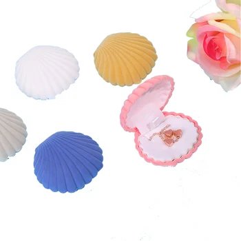 

1 Piece Shell Shape Lovely Velvet Wedding Engagement Ring Box For Earrings Necklace Bracelet Jewelry Display Gift Box Holder