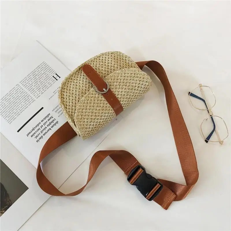 Women Half Circle Straw Waist Chest Bag Small Holiday Beach Shoulder Messenger Bags girls Bag Waist Pack Bags Bolsas Feminina