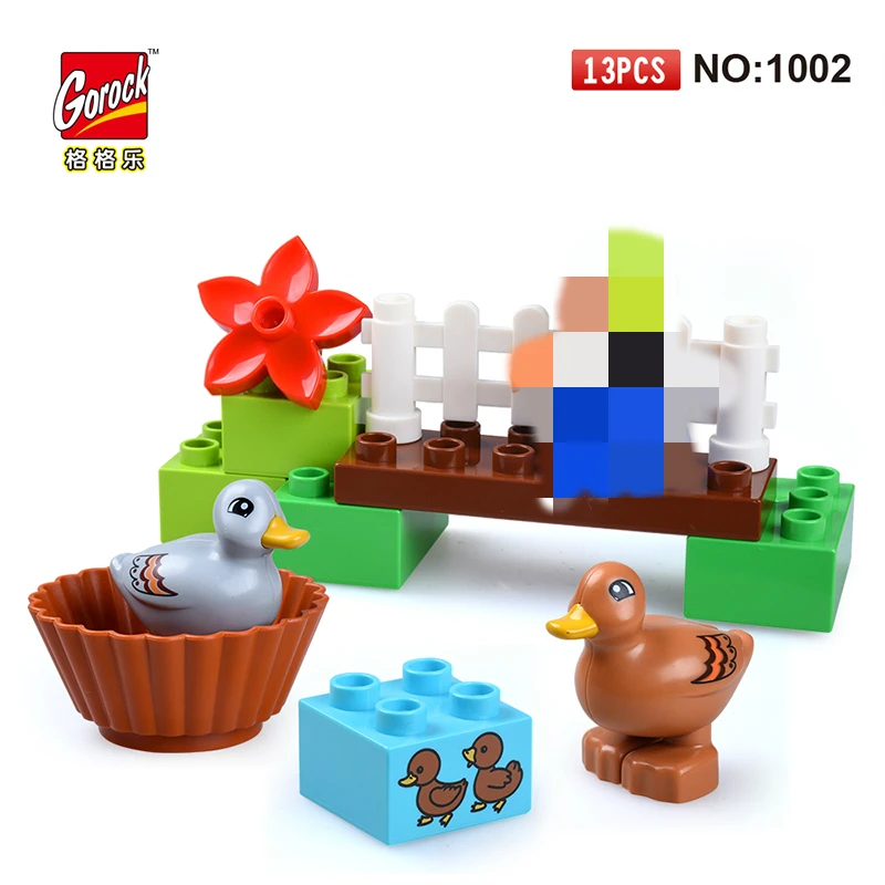 Большой размер Diy Happy Farm Zoo с животными Совместимость все бренды большие блоки