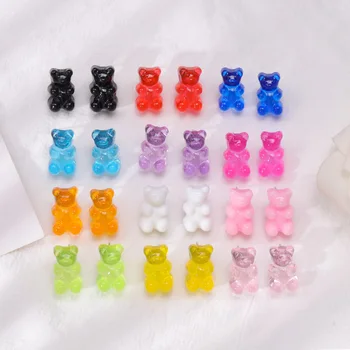 

Cute Candy Color Jelly Bear Stud Earrings Women Girl Cartoon Transparent Bear Barrette Fashion Cute Resin Gummy Bear Jewelry