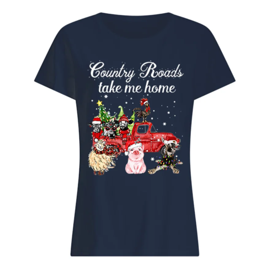 Сельская ферма дороги Take Me Home коровы Овцы курица свинья Ослик женская футболка