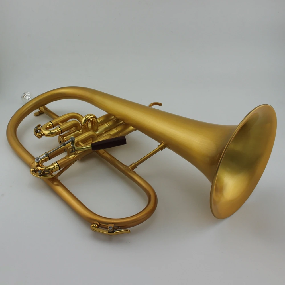 Professional brushed metal gold plated Tone Bb Flugelhorn