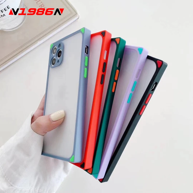 N1986N Phone Case For iPhone 11 Pro X XR XS Max 7 8 6 6s Plus SE 2020 Luxury Square Contrast Color Frame Hard PC For iPhone 11 N1986N Phone Case For iPhone 11 Pro X XR XS Max 7 8 6 6s Plus SE 2020 Luxury Square Contrast Color Frame Hard PC For iPhone 11