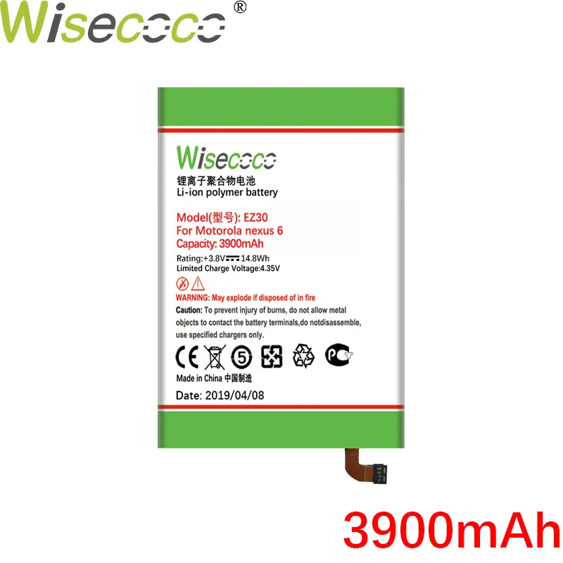 Wisecoco EZ30 3900 мАч для Motorola Nexus 6 Google батарея XT1115 XT1110 Nexus6 последняя продукция батарея+ номер отслеживания