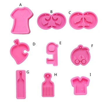 

Keychain Pendant Resin Mold Comb Heart Bottle T-shirt Silicone Molds Craft Tools X7YA